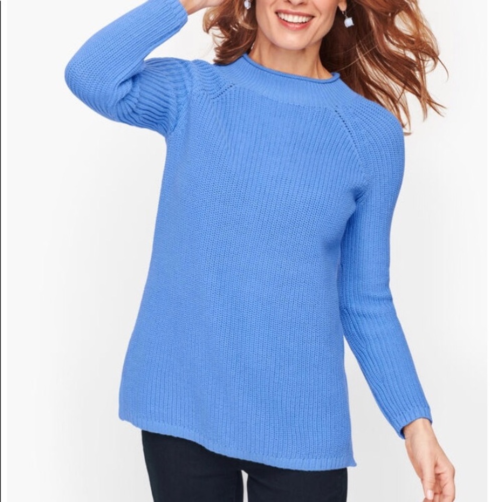 NWT COTTON SHAKER STITCH ROLL NECK SWEATER